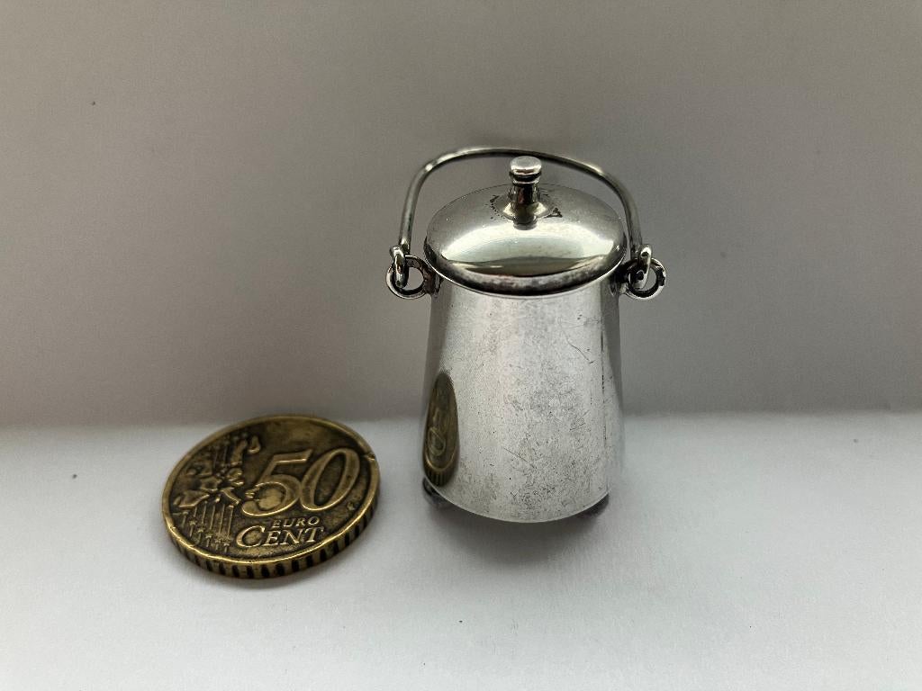 Zilveren miniatuur doofpot, zilversmid Niekerk, Verzenden, Zilver