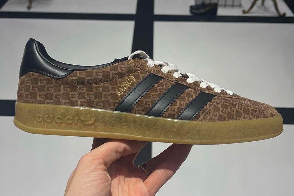 Prijs verlaagt! Adidas x Gucci Gazelle GG Monogram Bruin, Ophalen of Verzenden, Nieuw, Bruin, Sneakers of Gympen