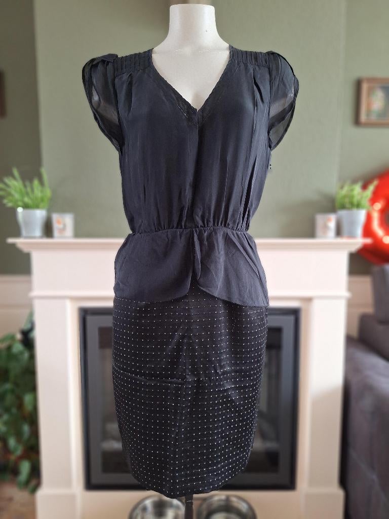 Hoss Intropia zwart zijden viscose jurk 38 36 M, Kleding | Dames, Maat 38/40 (M), Verzenden, Zwart, Zo goed als nieuw