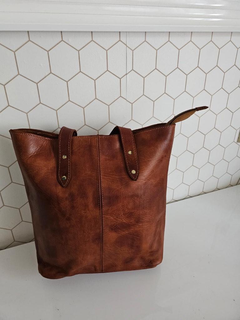 Leren tote bag in kastanjebruin, Ophalen of Verzenden, Nieuw, Bruin, Shopper