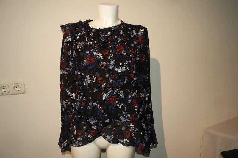 Erdem x H&M zijde top bonte bloemen print ruches M, Maat 38/40 (M), Overige kleuren, Verzenden, Zo goed als nieuw