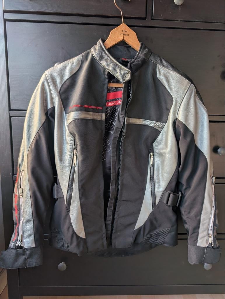 Grid LRI-95RR Dames Motorjas - Zwart/Zilver Textiel/Leer, Jas | textiel, Grid, Ophalen of Verzenden, Dames