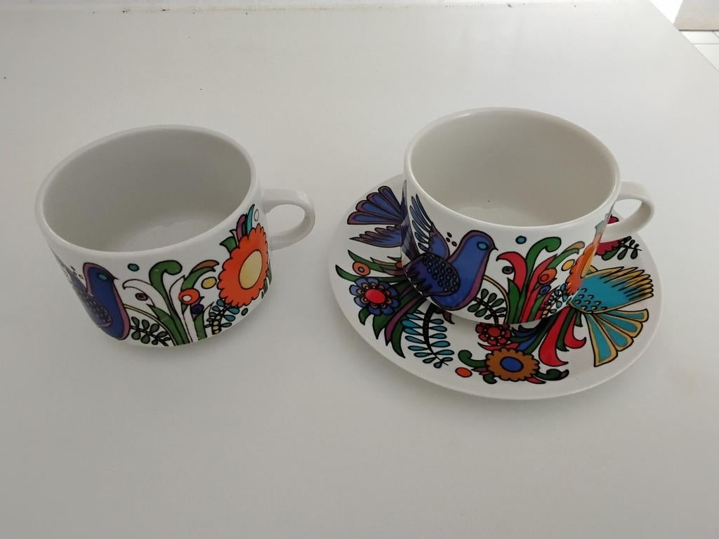 Acapulco Villeroy & Boch 2 chocolade kopjes en 1 schotel, Ophalen, Zo goed als nieuw, Overige stijlen, Kop(pen) en/of Schotel(s)