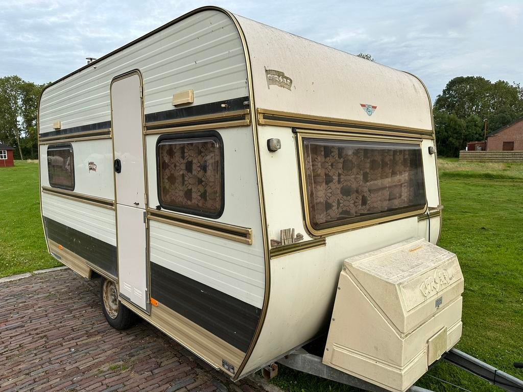 Corsar 400 mooie retro caravan, Home-car, Vast bed, 75 kg, Bedrijf