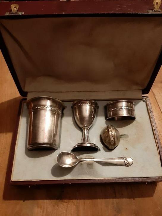 Verzilverd baby servies ca. 1930, Ophalen of Verzenden
