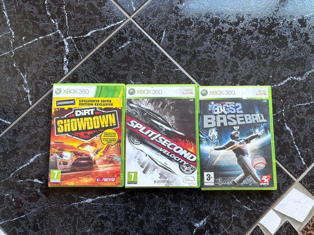 3x Xbox 360 Games DiRT Showdown, Split/Second, BGS2 Baseball, Spelcomputers en Games, Games | Xbox 360, Online, Gebruikt, 2 spelers