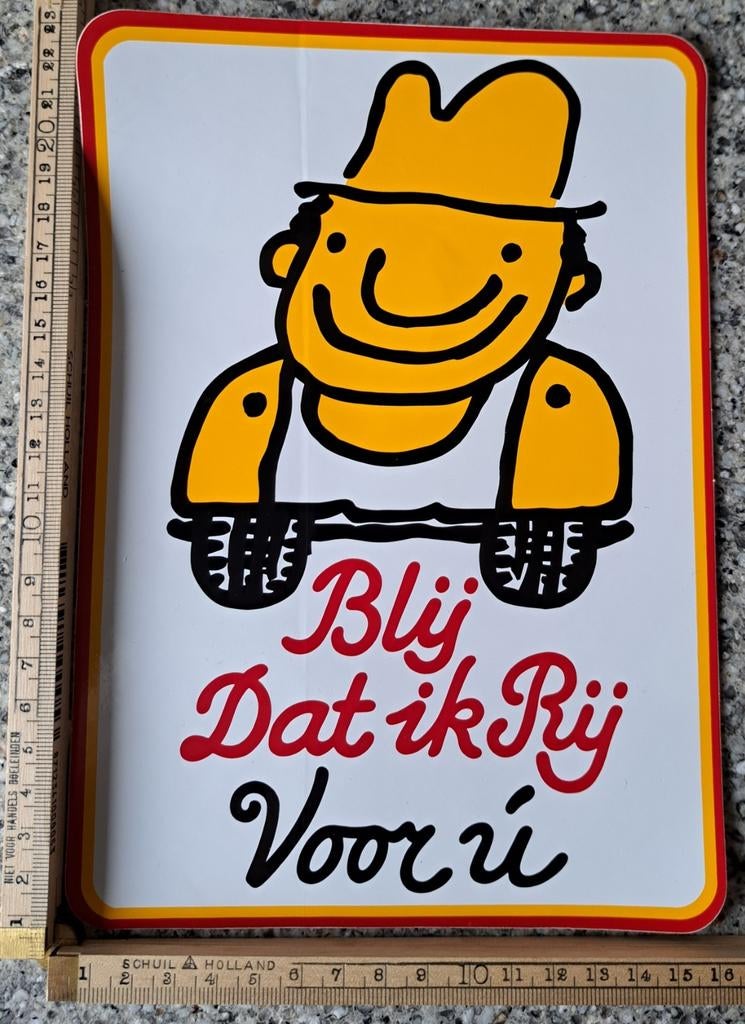 Mega grote vintage sticker Blij dat ik rij voor u propaganda, Verzamelen, Stickers, Zo goed als nieuw, Ophalen of Verzenden