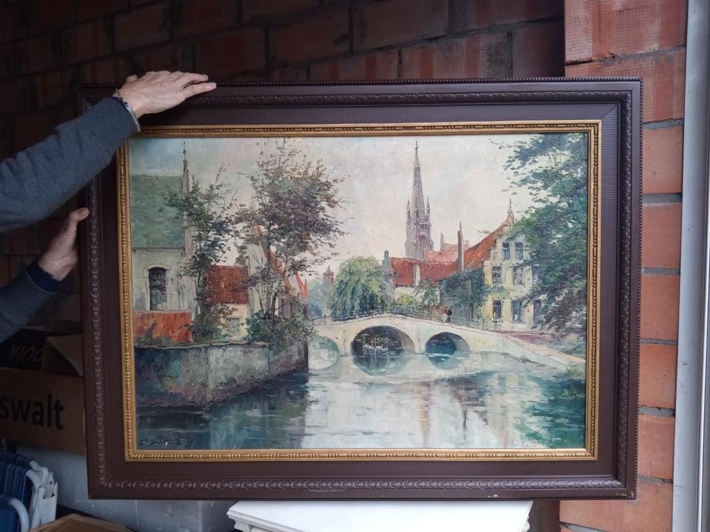 Schilderij Brugge, E. De Geest, Antiek en Kunst, Kunst | Schilderijen | Klassiek, Ophalen