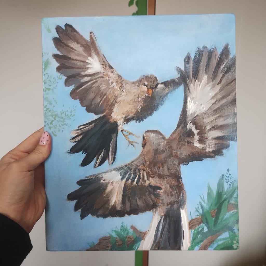 Schilderijtje vogels, Ophalen, Minder dan 50 cm, Oorspronkelijke maker, Zo goed als nieuw