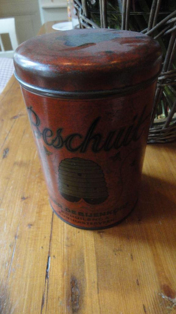 oud BESCHUIT BLIK de BIJENKORF/SCHUILENGA/Surhuisterveen, Ophalen of Verzenden, Zo goed als nieuw, Beschuit, Overige merken