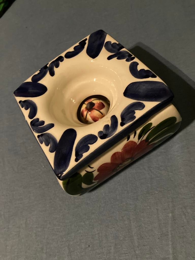 Handgeschilderde Asbak - Vintage Decoratie, Overige materialen, Gebruikt, Wit, Ophalen of Verzenden