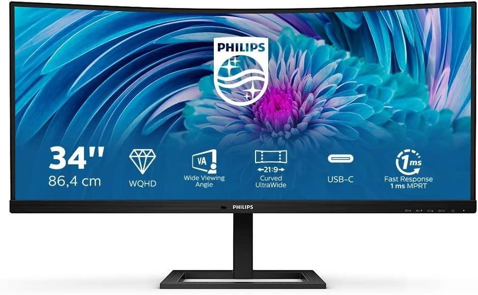 Philips 346E2CUAE Curved UltraWide Monitor - USB-C, Kandnelektronica@gmail.com, Philips, K&N Elektronica, 101 t/m 150 Hz