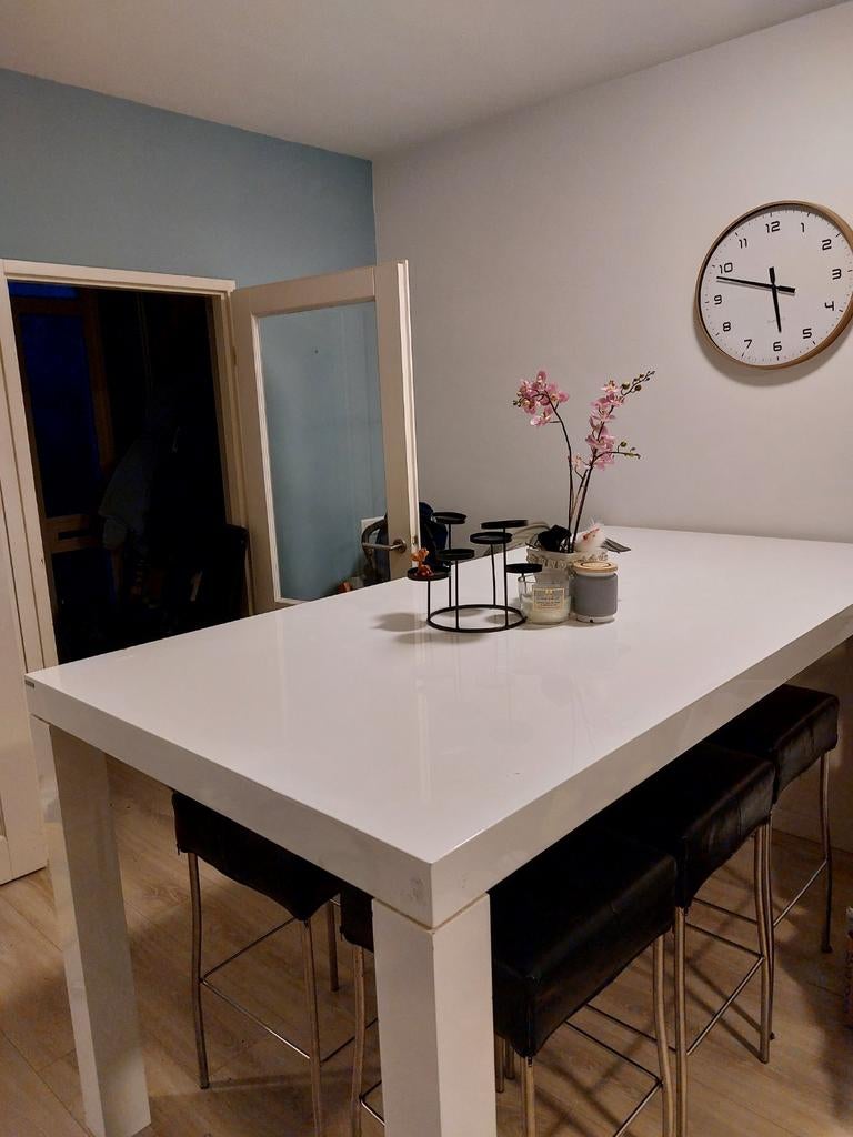 Cantomobili statafel met 6 krukken - kantinetafel, Gebruikt, 100 tot 150 cm, 200 cm of meer, Vijf personen of meer