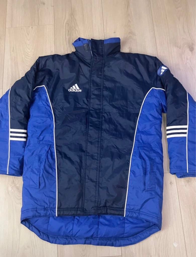 Vintage Adidas Stadium Jas / Bench Jacket (1999) - XL, Ophalen of Verzenden, Gedragen, Maat 56/58 (XL), Blauw