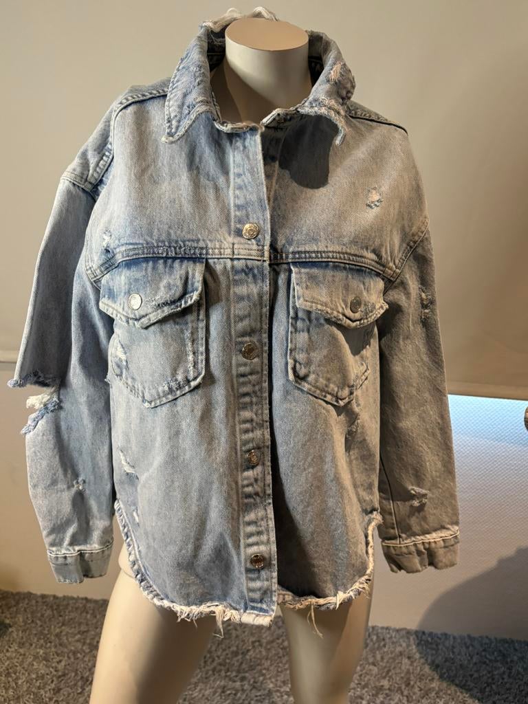 Zara jeans jasje met oude look maat s, Blauw, Zara, Ophalen of Verzenden, Zo goed als nieuw