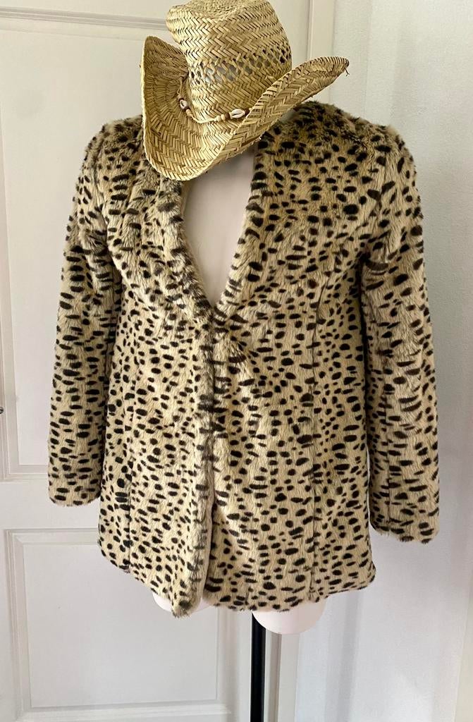 Panter/dieren print nep bontjas maat S carnaval kruikenstad, Ophalen of Verzenden, Zo goed als nieuw, Maat 38/40 (M), Carnaval