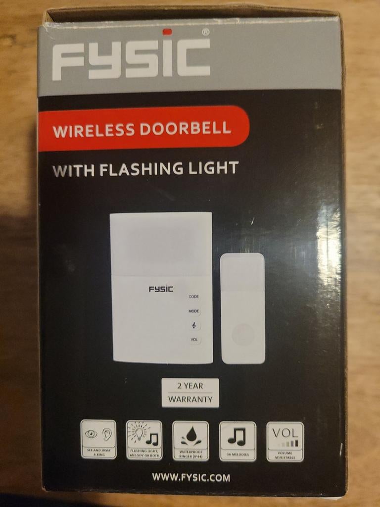 Fysic Draadloze Deurbel met Flitslicht, Ophalen of Verzenden, Compatibel met smartphone, Nieuw, Draadloos