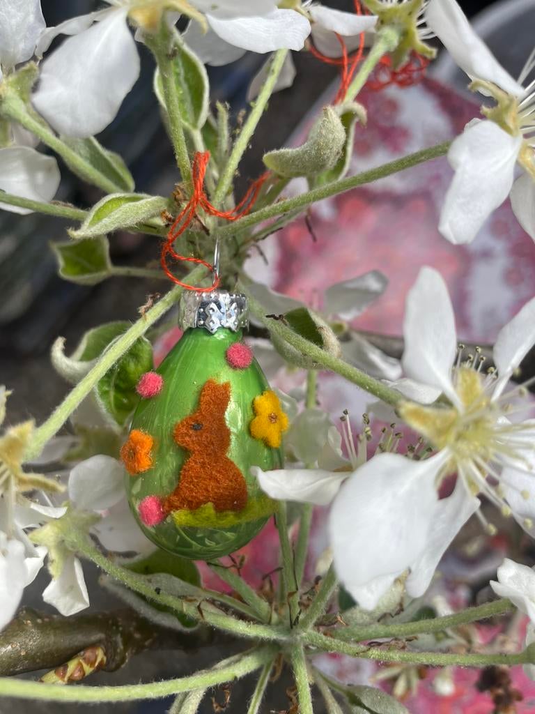 Glazen paasei decoratie vilten haas, kuiken, hangers,, Ophalen of Verzenden, Nieuw