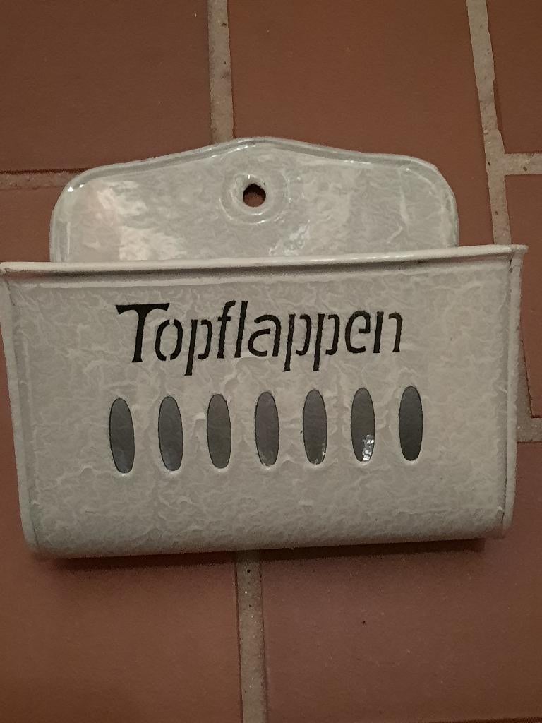 Grijsgewolkt emaille Topflappen houder, Ophalen of Verzenden