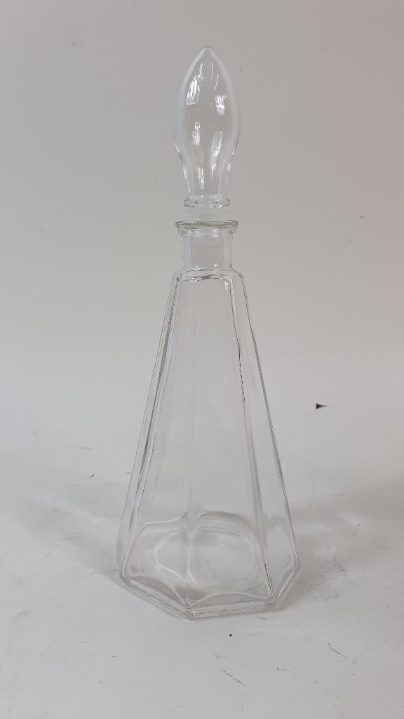 Brocante glazen SGD decanteer karaf met stop. 9 zijdig. 5A8, Ophalen of Verzenden