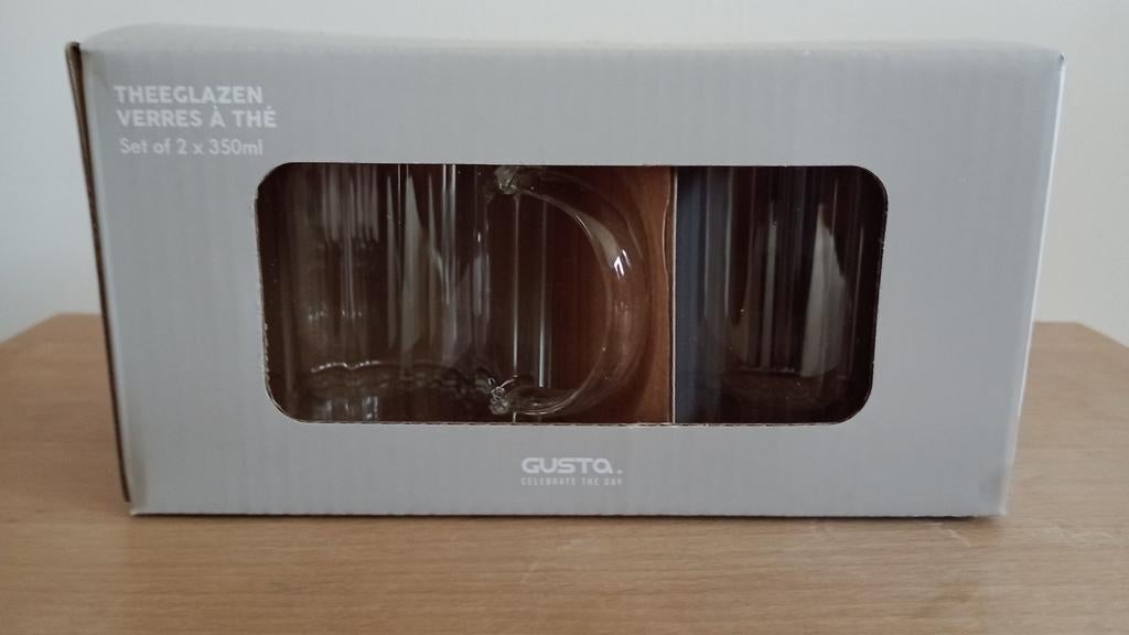 Set van 2 Theeglazen - Gusta - Nieuw - uitsluitend ophalen, Verzamelen, Ophalen of Verzenden, Nieuw, Overige typen