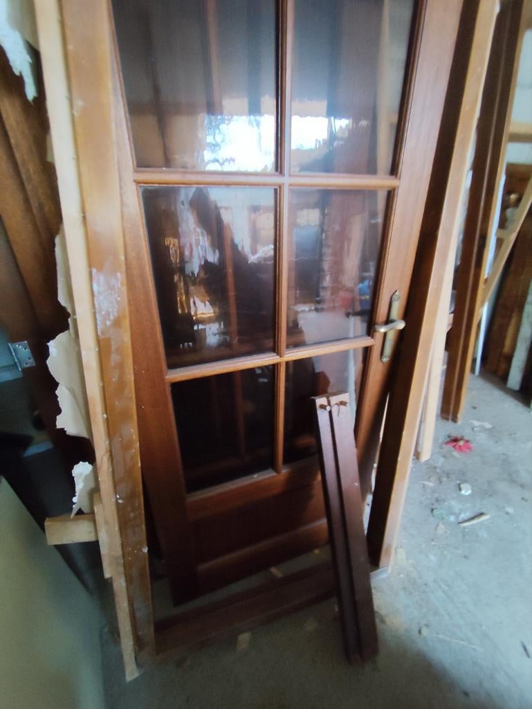 18 Hardhouten Deuren 6 met Kozijn, Ophalen of Verzenden, Binnendeur, 200 tot 215 cm