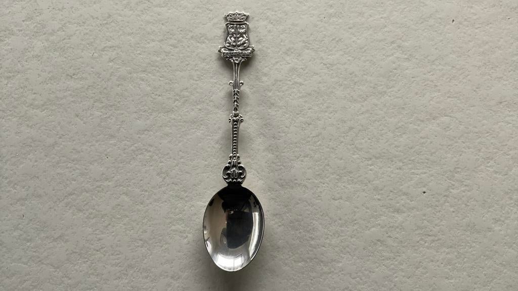 Oud zilveren lepeltje Douwe Egberts provincie Gelderland, Ophalen of Verzenden