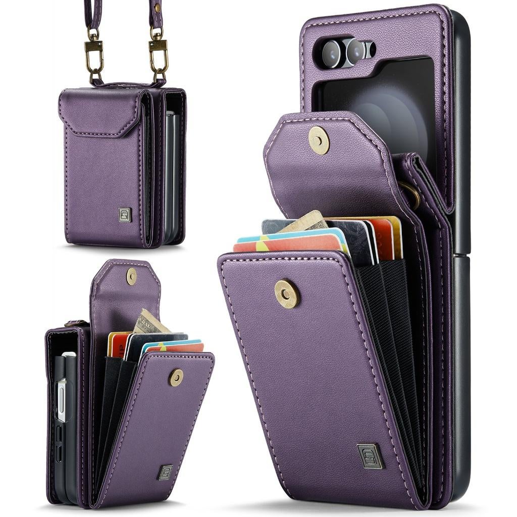 Luxe Flip Case met Kaarthouder voor Galaxy Z Flip 5 _ Paars, Verzenden, Nieuw, Overige modellen, Hoesje of Tasje