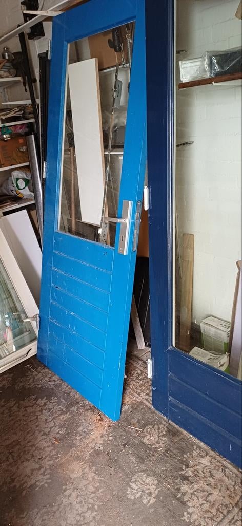 Merbau deur 81 x 201,5, Ophalen, Gebruikt, 200 tot 215 cm, Glas