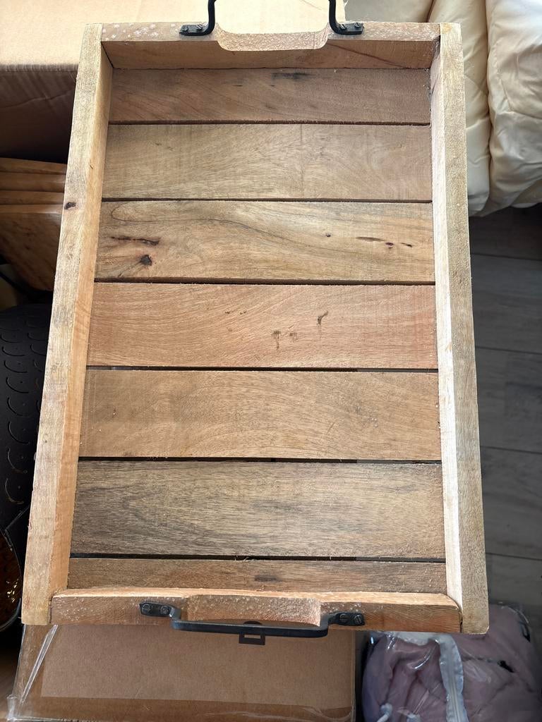 Houten dienblad met handvatten, Huis en Inrichting, Ophalen of Verzenden, Zo goed als nieuw, Rechthoekig, Hout