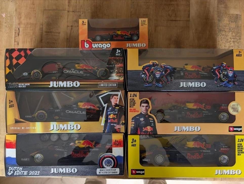 Max Verstappen modelauto's Bburago Jumbo 1:24 & 1:32, Ophalen of Verzenden, Nieuw, Auto, Overige merken