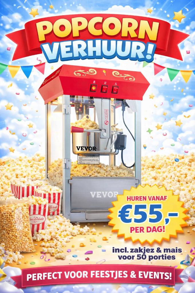 Te huur popcornmachine, Ophalen, Nieuw, Overige