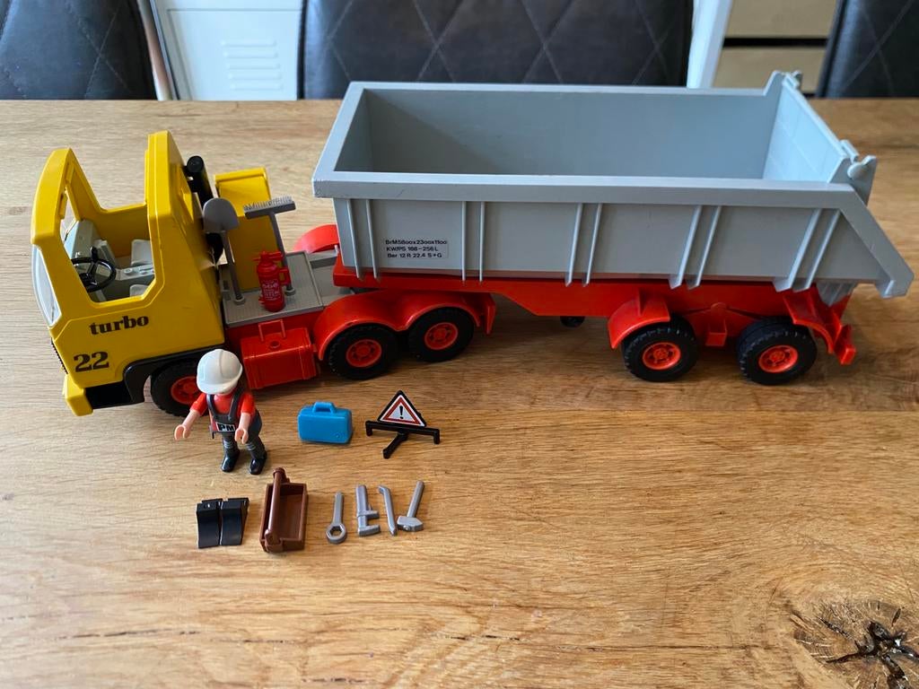 Playmobil - kiepwagen - kieptrailer - dumptruck - oplegger, Kinderen en Baby's, Speelgoed | Playmobil, Ophalen of Verzenden, Gebruikt