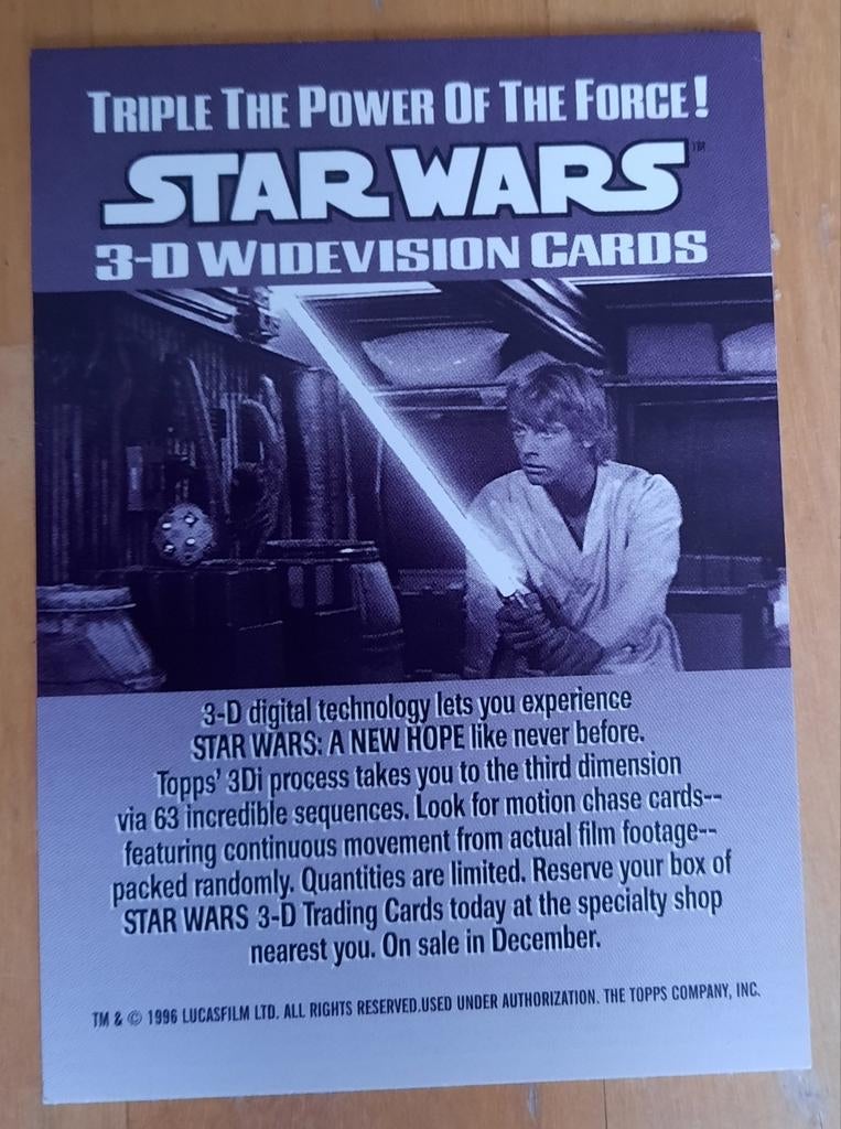 Zeldzame Star Wars 3-D Widevision Card promotie, Verzamelen, Ophalen of Verzenden, Zo goed als nieuw