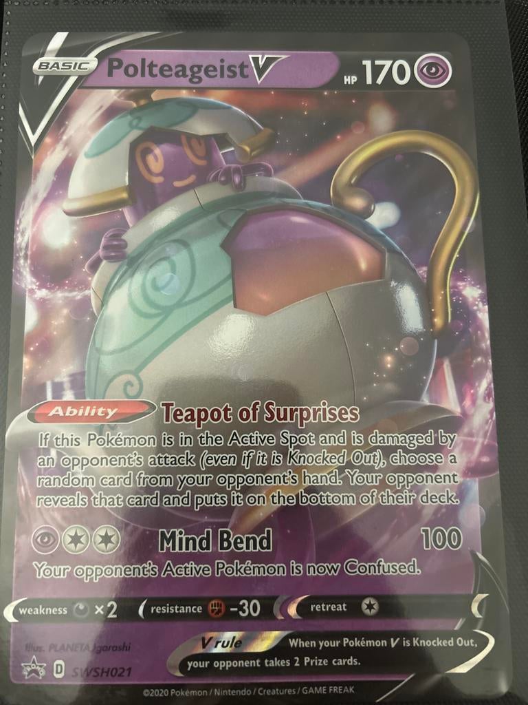 Polteageist V (Oversized) SWSH021 Pokémon Kaart, Ophalen of Verzenden, Zo goed als nieuw, Losse kaart, Foil