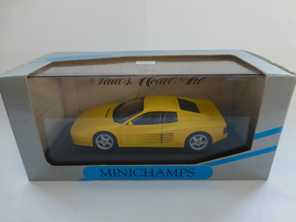 Minichamps Ferrari 512 TR geel, Hobby en Vrije tijd, Modelauto's | 1:43, Ophalen of Verzenden, Zo goed als nieuw, Auto, MiniChamps