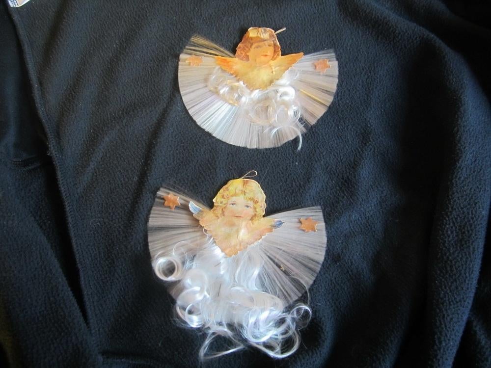 2 antieke engeltjes met gesponnen glas staart, Kerst, Diversen, Verzenden