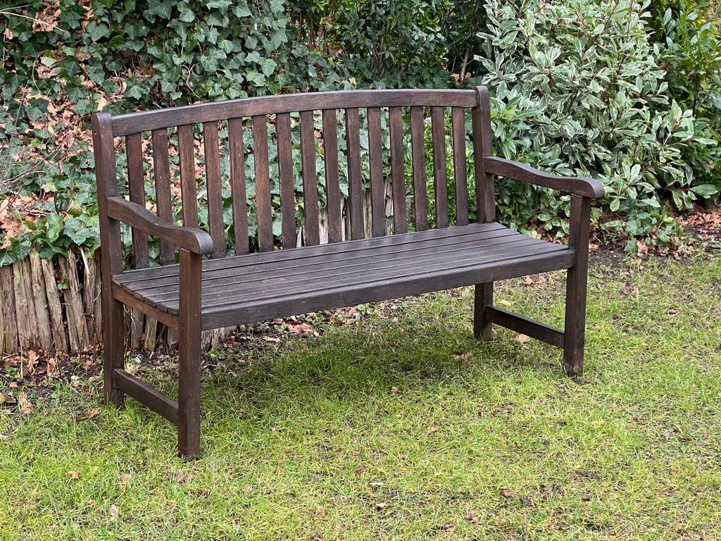 Mooie, stevige 3-zits teak tuinbank, Ophalen, Zo goed als nieuw, Hout