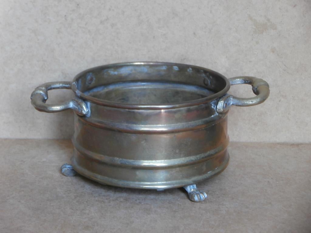 Oud Brasero kooltjespan kastanje pof schaal vuurschaal klein, Ophalen of Verzenden, Koper