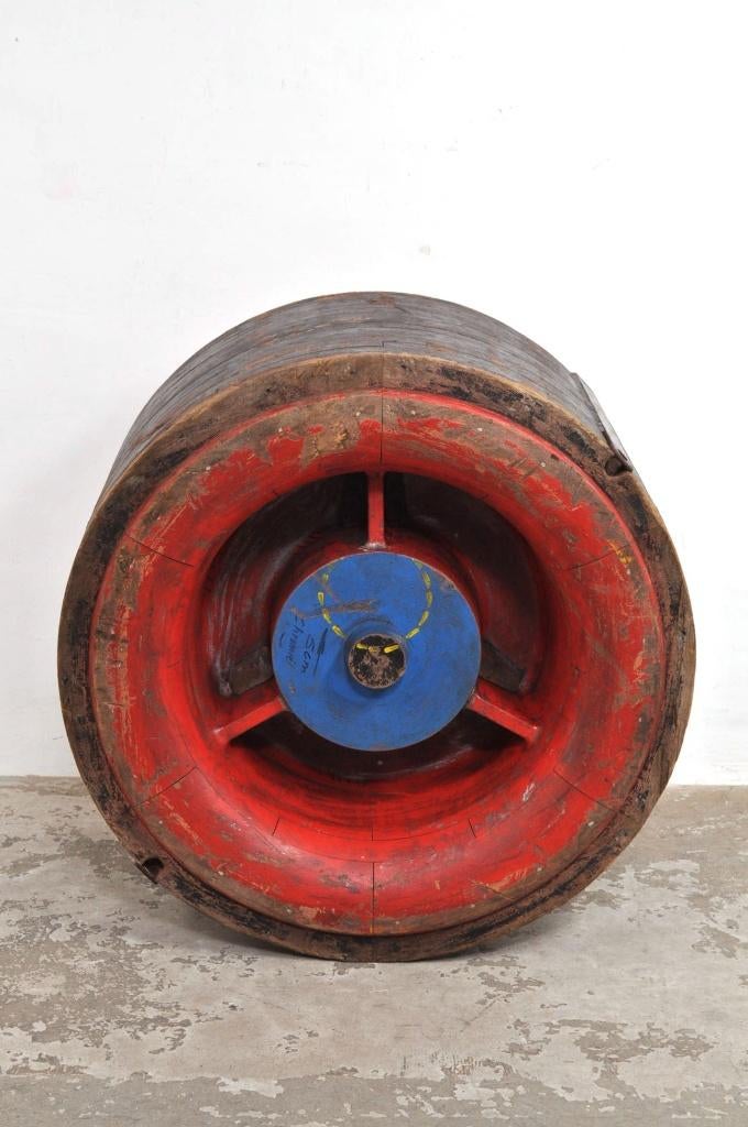 Oude houten mal straalmotor tafel glasplaat facet EYECATCHER, Ophalen of Verzenden, Gebruikt