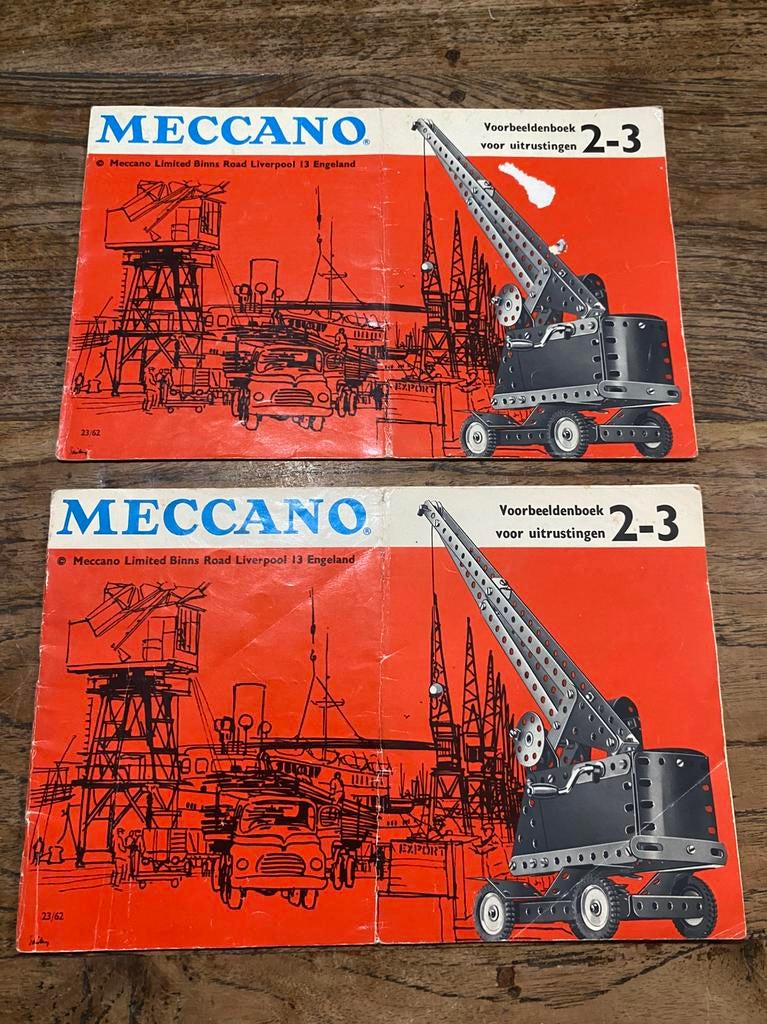 Meccano handleiding, constructievoorbeelden uitrusting 2-3, Ophalen of Verzenden, Gebruikt