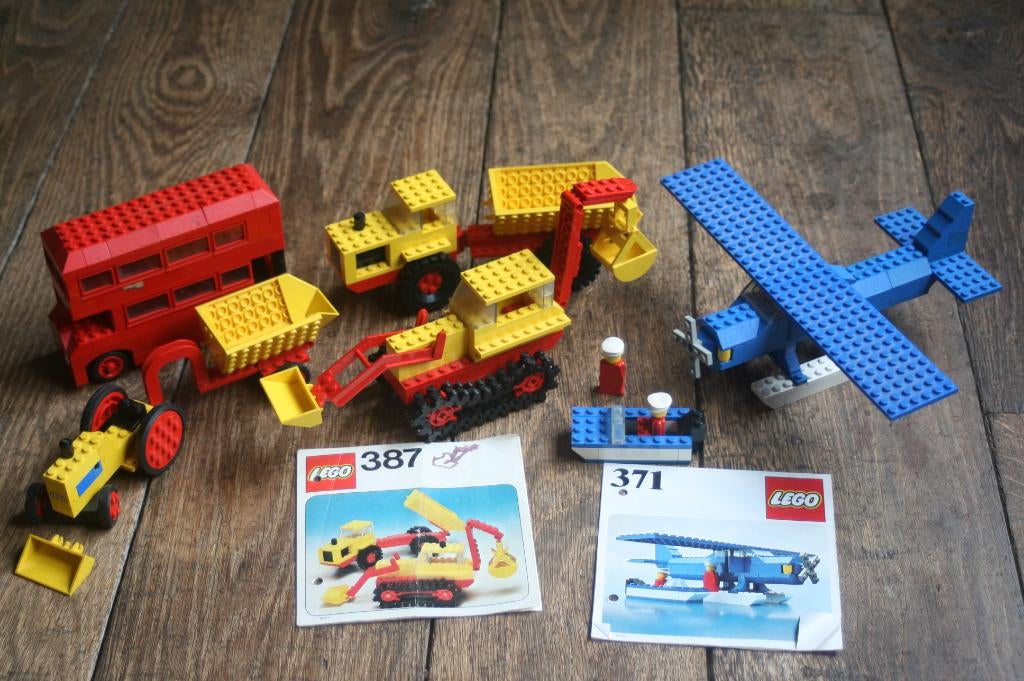 Lego 387, 371, 378 en 384 + handleiding (jaren 70), Compleet, Gebruikt, Overige thema's, Lego