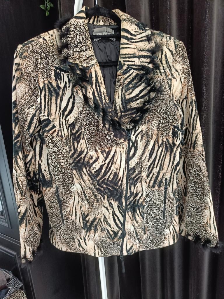 Panterprint blazer van Zucchero maat XL met veertjes, Kleding | Dames, Zucchero, Bruin, Maat 46/48 (XL) of groter, Ophalen of Verzenden