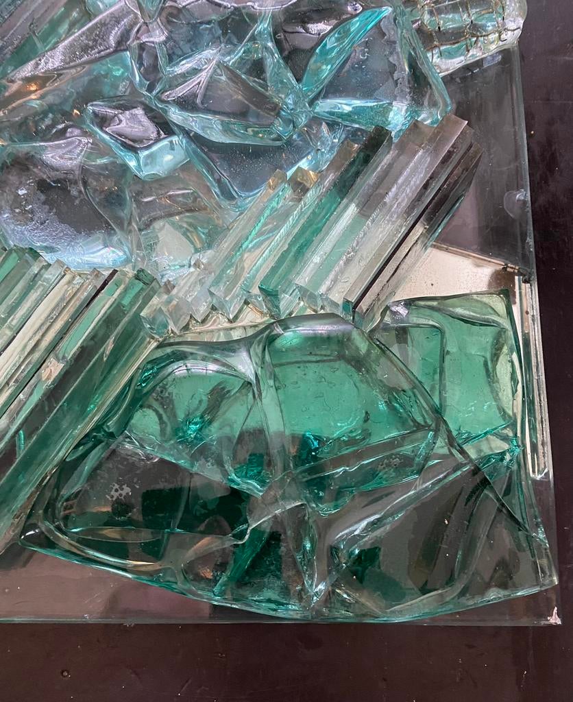 Jaren 80 Brutalist glazen sculptuur / wanddecoratie, Gebruikt, Onbekend, Ophalen of Verzenden, Onbekend