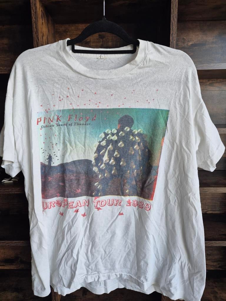 Vintage Pink Floyd T-shirt European Tour 1989, Maat 52/54 (L), Pink Floyd, Wit, Ophalen of Verzenden