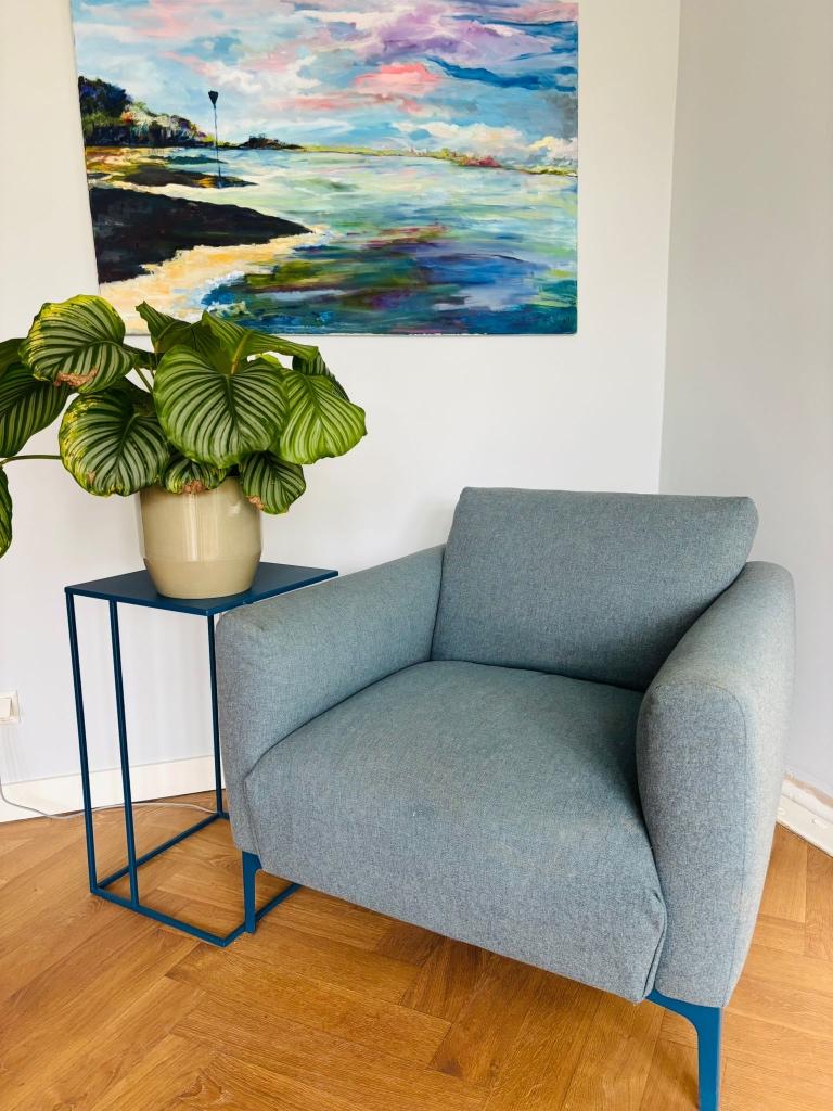 Fauteuil incl. bijzettafeltje - Bert Plantagie Adore, Huis en Inrichting, Fauteuils, Ophalen, Gebruikt, 75 tot 100 cm, Stof