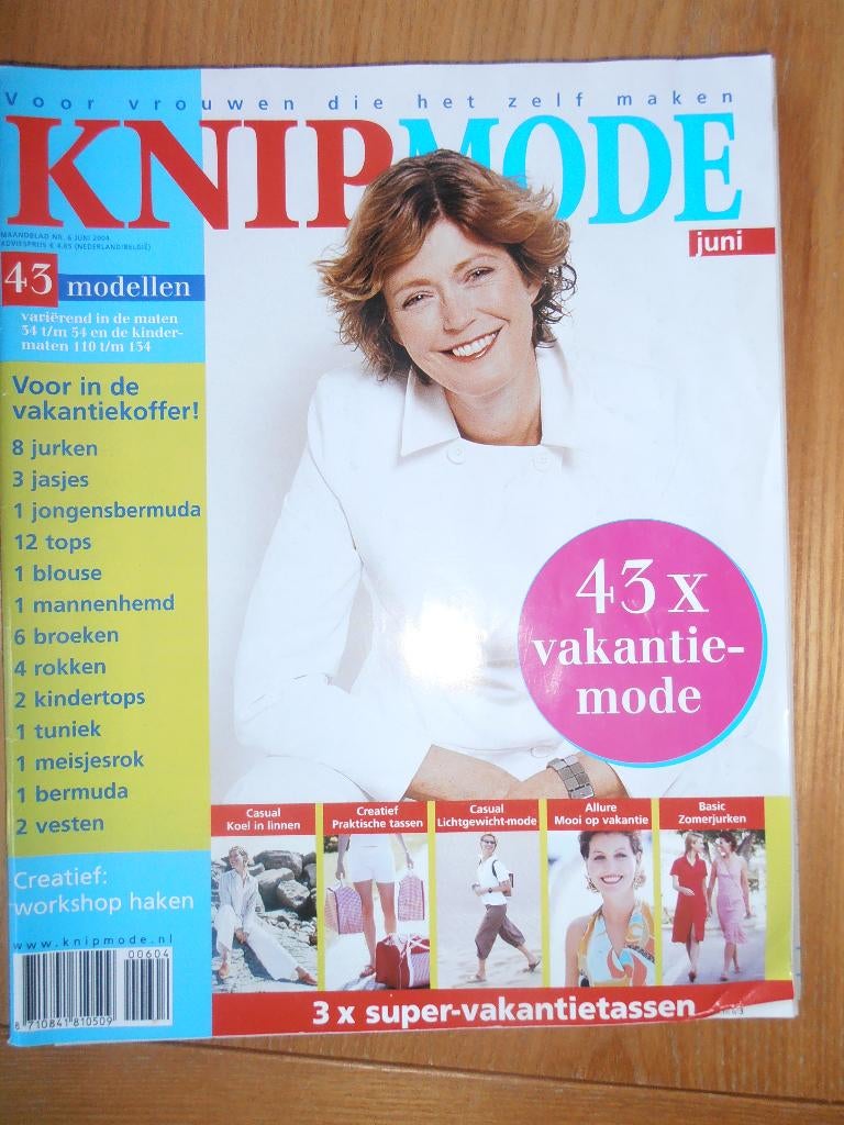 Knipmode juni 2004 met 43 patronen, blouse voor mannen, Ophalen of Verzenden, Zo goed als nieuw, Vrouw, Knipmode