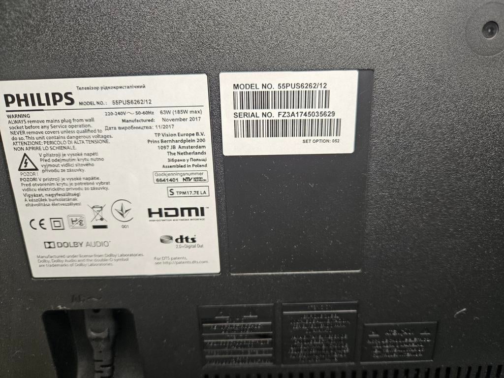 Philips 55PUS6262/12 Smart TV - 4K UHD (140cm / 55inch), Philips, 50 Hz, Ophalen of Verzenden, 100 cm of meer