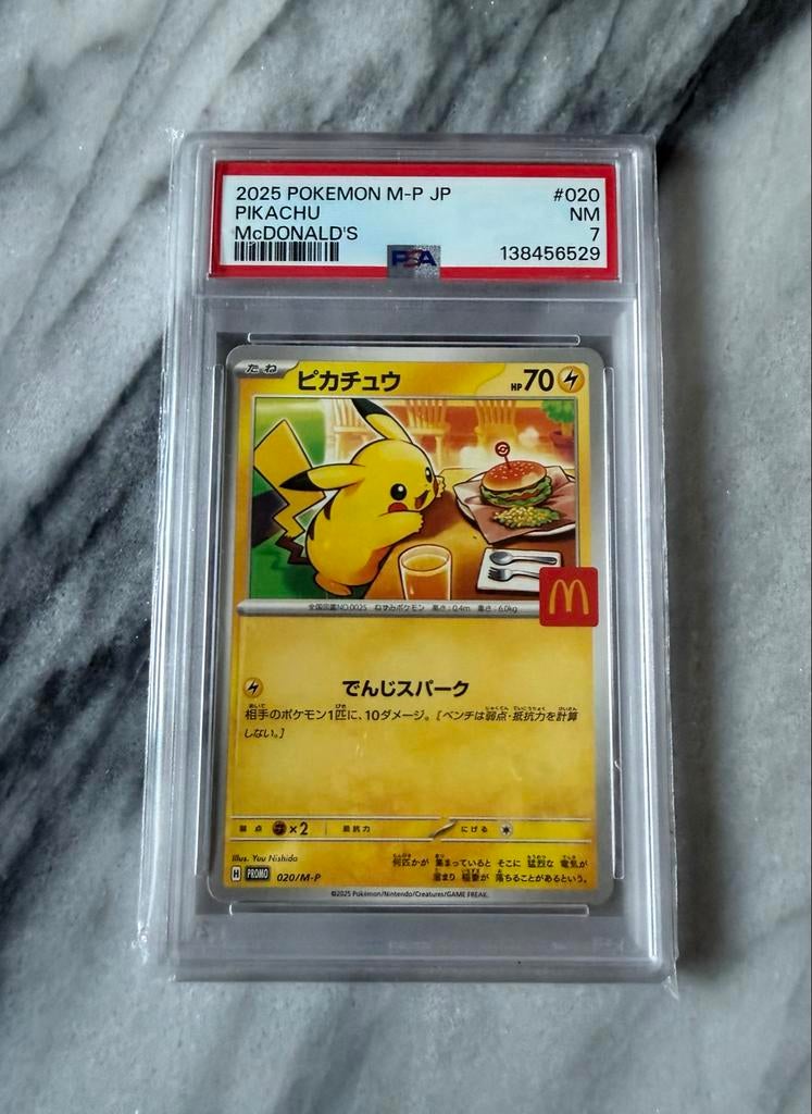 Pikachu McDonald's Japan 020 PSA 7 Pokémon Kaart, Ophalen of Verzenden, Gebruikt, Losse kaart