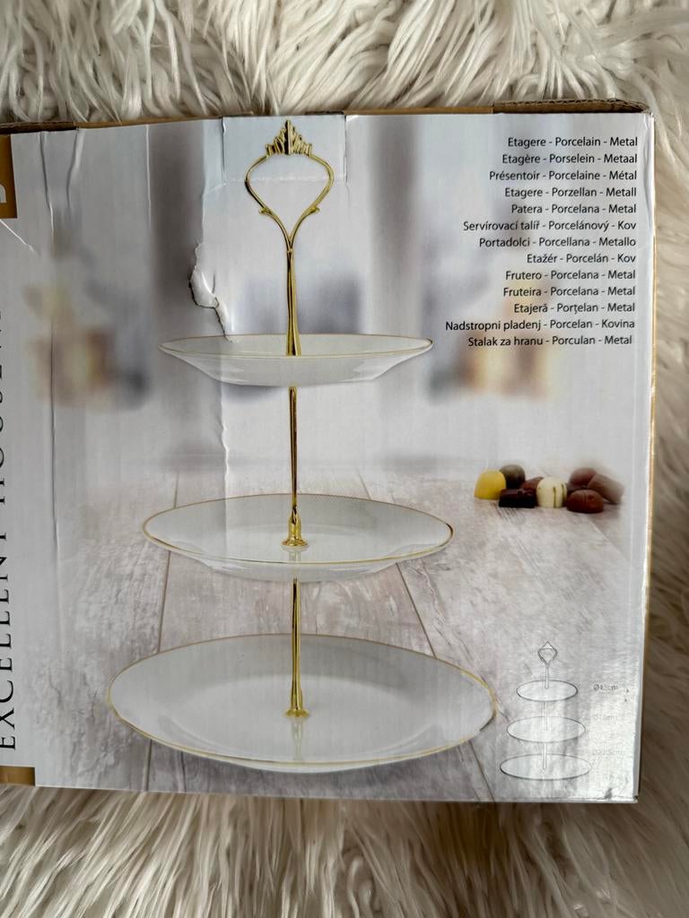 Excellent Houseware Etagère met Goudkleurige Details - Nieuw, Huis en Inrichting, Woonaccessoires | Etagères, Nieuw, Ophalen of Verzenden